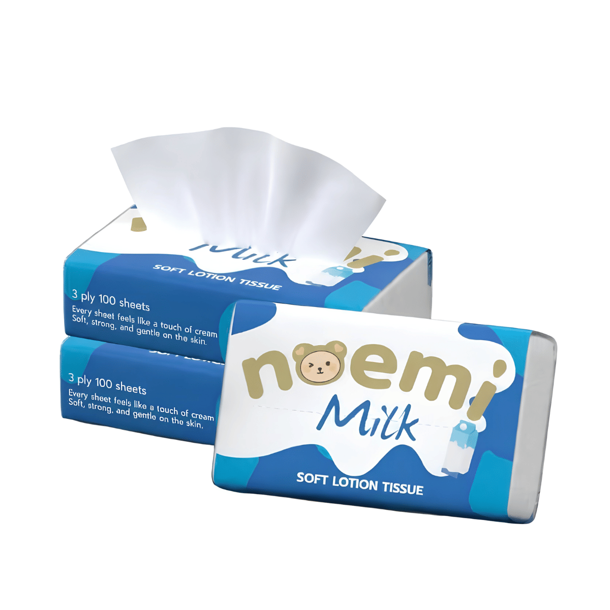 กระดาษเช็ดหน้า NOEMI 3ห่อ (100 แผ่น/ห่อ)_0